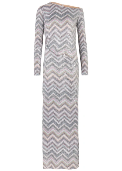 Missoni Zigzag Sequin-embellished Knitted Maxi Dress In Multicoloured