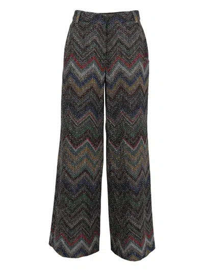 Pre-owned Missoni Zigzag Sequin-embellished Trousers In Black