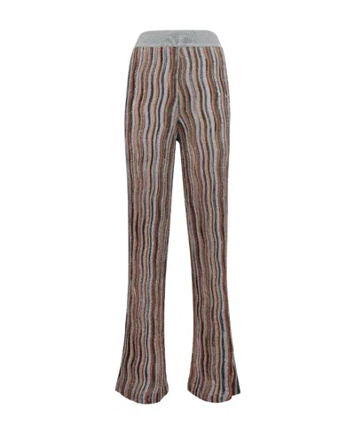 Missoni Zigzag Sequined Flared Trousers In Gray