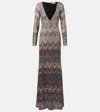 Missoni Zigzag Sequined Lamé Maxi Dress In Gray
