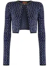 Missoni Embossed Zig Zag Cardigan With Sequins In Blue