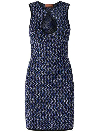 Missoni Zigzag Sequinned Mini Dress In Black