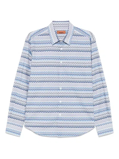 Missoni Button-down Collar Pleated Hem Shirt In Multicolour