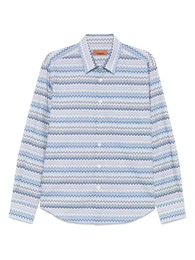 Missoni Button-down Collar Pleated Hem Shirt In Multicolour