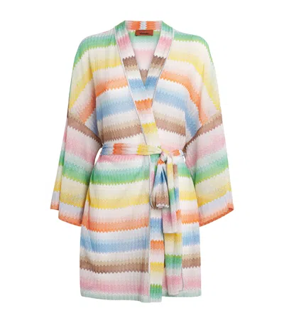 Missoni Zigzag Short Robe In Multi
