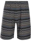 Missoni Multicolor Zig Zag Cotton Bermuda Shorts In Black