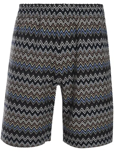 Missoni Multicolor Zig Zag Cotton Bermuda Shorts In Multicolor Black To