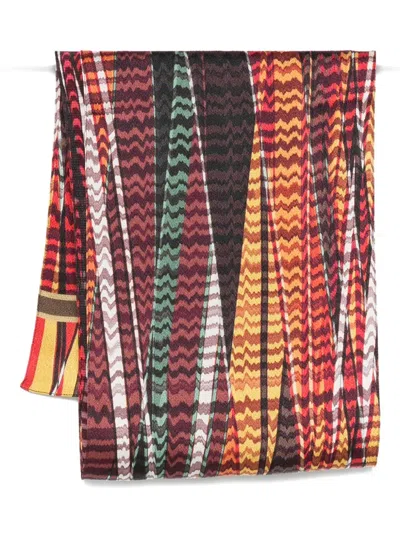 Missoni Zigzag Silk Scarf In Red