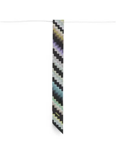 Missoni Zigzag Skinny Scarf In Gray