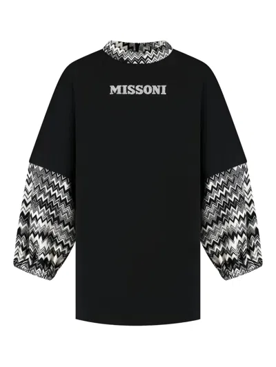 Missoni Kids' Zigzag-sleeve Dress In Black