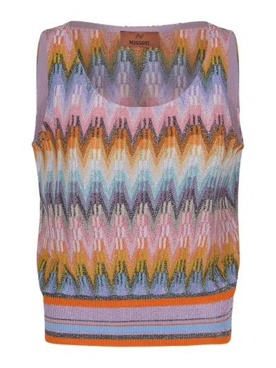 Missoni Zigzag Sleeveless Lurex Top In Multicolor