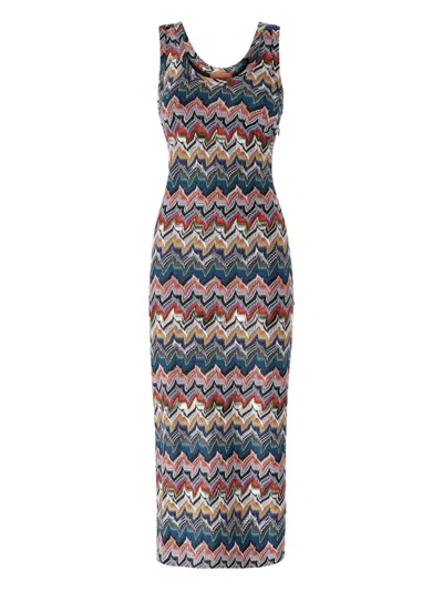 MISSONI ZIGZAG SLEEVELESS MIDI DRESS