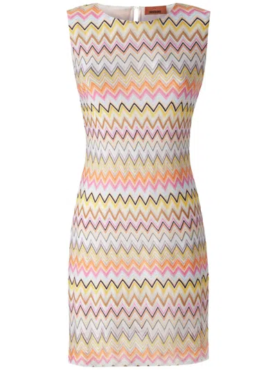 Missoni Zigzag Sleeveless Mini Dress In White