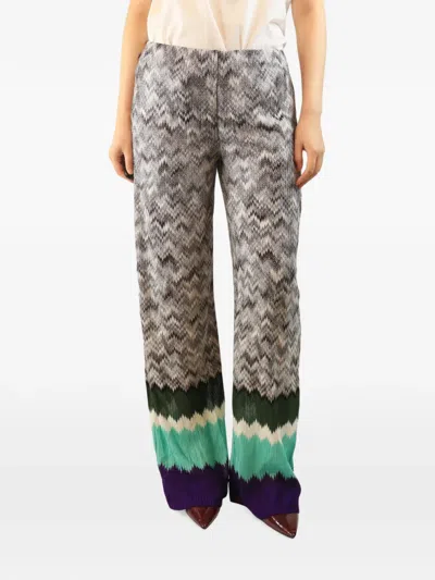 Pre-owned Missoni Zig-zag Straight-leg Trousers In Gray