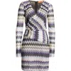 Missoni Long Sleeve Dress In Multi Purple Pink Blue