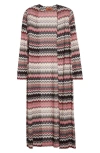 Missoni Zigzag Stripe Metallic Cardigan In Pink/beige Multi