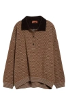 Missoni Chevron Pattern Long Sleeve Collared Sweater In Brown