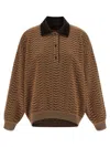 Missoni Chevron Pattern Long Sleeve Collared Sweater In Brown