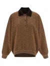 Missoni Chevron Pattern Long Sleeve Collared Sweater In Brown