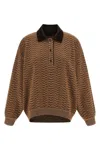Missoni Chevron Pattern Long Sleeve Collared Sweater In Brown