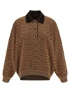 Missoni Chevron Pattern Long Sleeve Collared Sweater In Brown