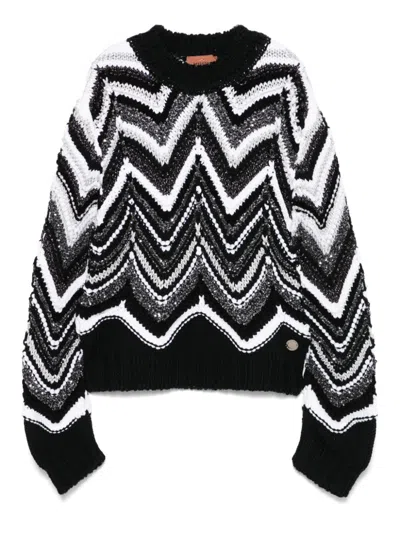 Missoni Pullover Mit Zickzackmuster In Schwarz