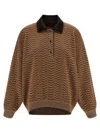 Missoni Chevron Pattern Long Sleeve Collared Sweater In Brown