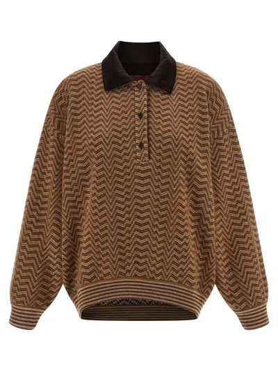 MISSONI ZIGZAG SWEATER SWEATERS AND CARDIGANS BROWN
