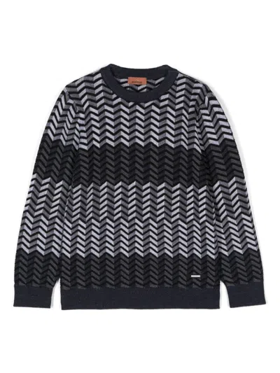 Missoni Kids' Zigzag Sweater In Blue
