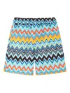 Missoni Multicolor Swim Shorts For Boy With Chevron Pattern In Blue
