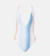 Missoni Shaded Chevron Plunge One-piece Swimsuit In White