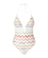 Missoni Women Zig-zag Motif V-neck Swimsuit In White