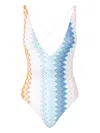 Missoni Shaded Chevron Plunge One-piece Swimsuit In White