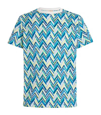 Missoni Chevron-print Cotton T-shirt In Blue