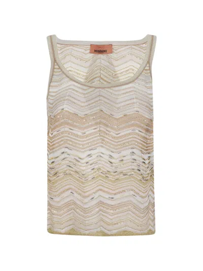 Missoni Zigzag Tank Top In Brown