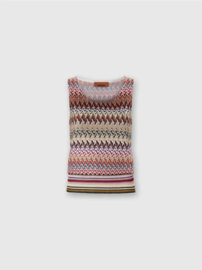 MISSONI MISSONI ZIGZAG TANK TOP WITH RIBBED DETAIL
