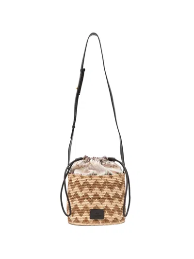 Missoni Zig-zag Top Handle Bucket Bag In Neutral