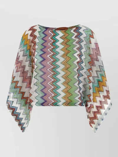 Missoni Striped Metallic Crochet-knit Blouse In Burgundy