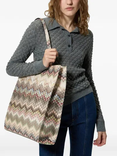 Missoni Zigzag Tote Bag In Neutral