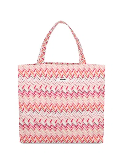 Missoni Kids' Zigzag Tote Bag In Pink