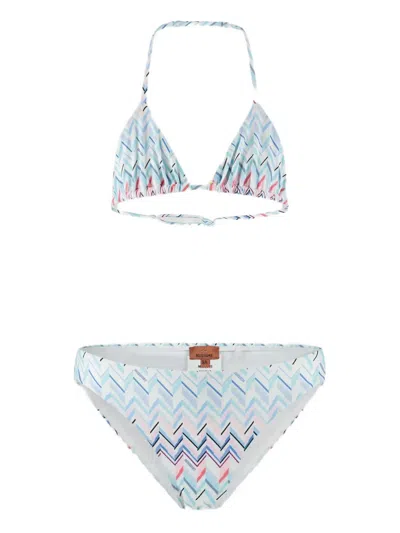 Missoni Kids' Zigzag Triangle Bikini In Blue
