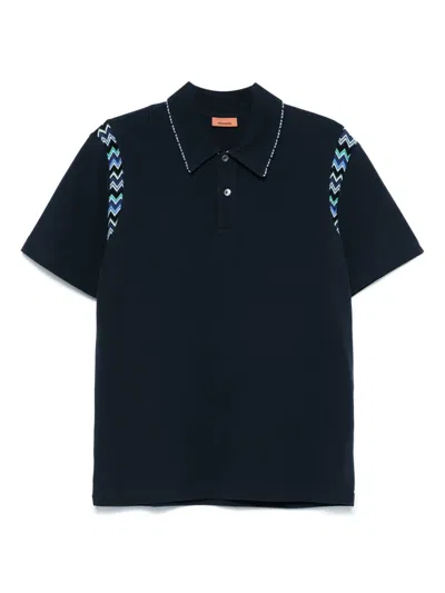 Missoni Polo Shirt With Zigzag Details In Blue