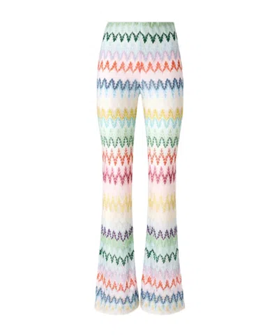 Missoni Flare Trousers In Viscose-blend Lamé With Zig Zag Motif In Multi