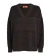 Missoni Womens Solid Color Brown Chevron V-neck Knitted Jumper In Brown