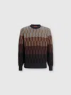 Missoni Zigzag Virgin Wool Crewneck Pullover In Brown
