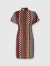 Missoni Crochet-knit Turtleneck Mini Dress In Multicoloured