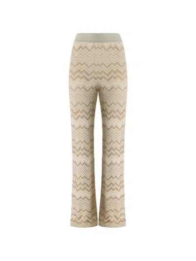Missoni Zig-zag Viscose And Wool Straight-leg Trousers In Brown