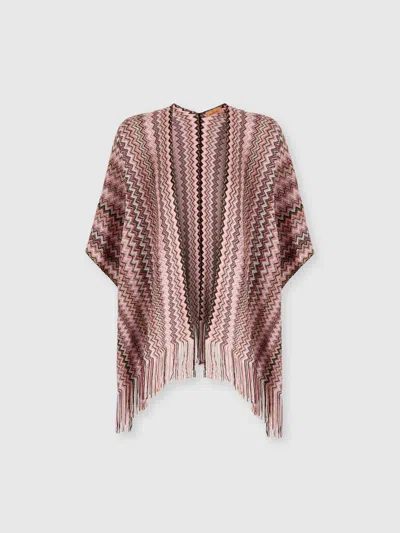 Missoni Zigzag Viscose-blend Poncho With Fringes In Multi