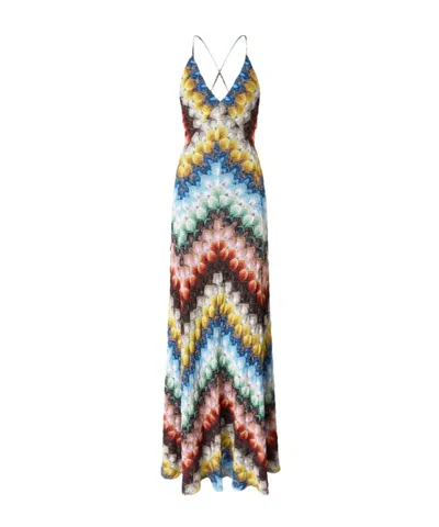 Missoni Zig-zag V-neck Maxi Dress In Multi