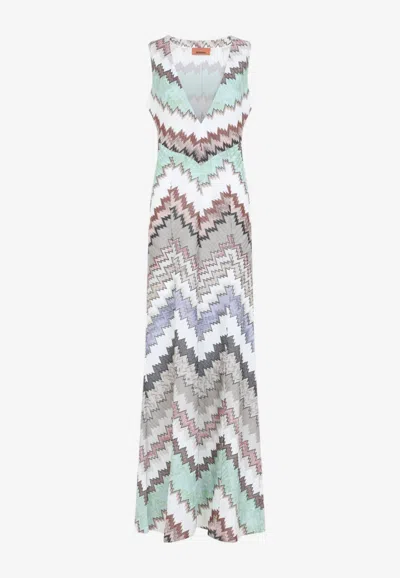 Missoni Zigzag V-neck Maxi Dress In Multicolor